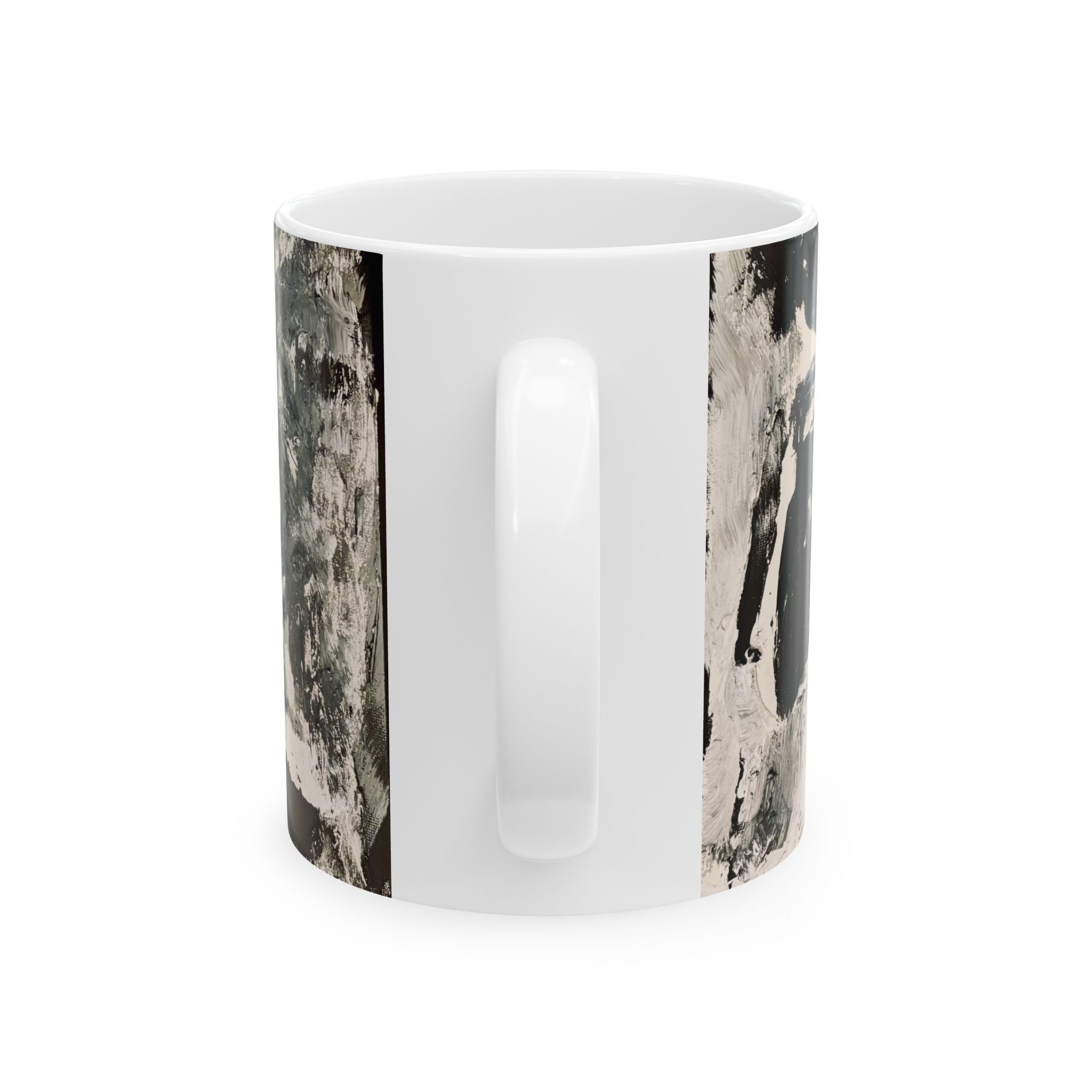 Abstract Black & White Art Mug — Textured Monochrome Ceramic Coffee Cup (11oz, 15oz)
